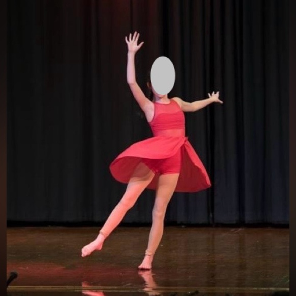 Balera Red Mesh Dress Dance costume - Child Mediun